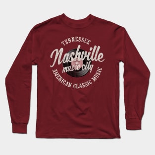 Nashville Music City Vinyl Vintage Long Sleeve T-Shirt